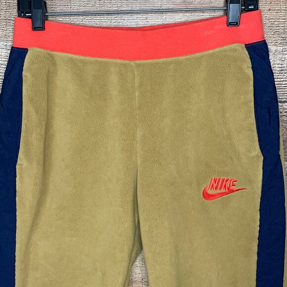 Nike Sportswear Polar Fleece Jogger Sweatpants Bronze Navy Orange SZ Small - Picture 2 of 11